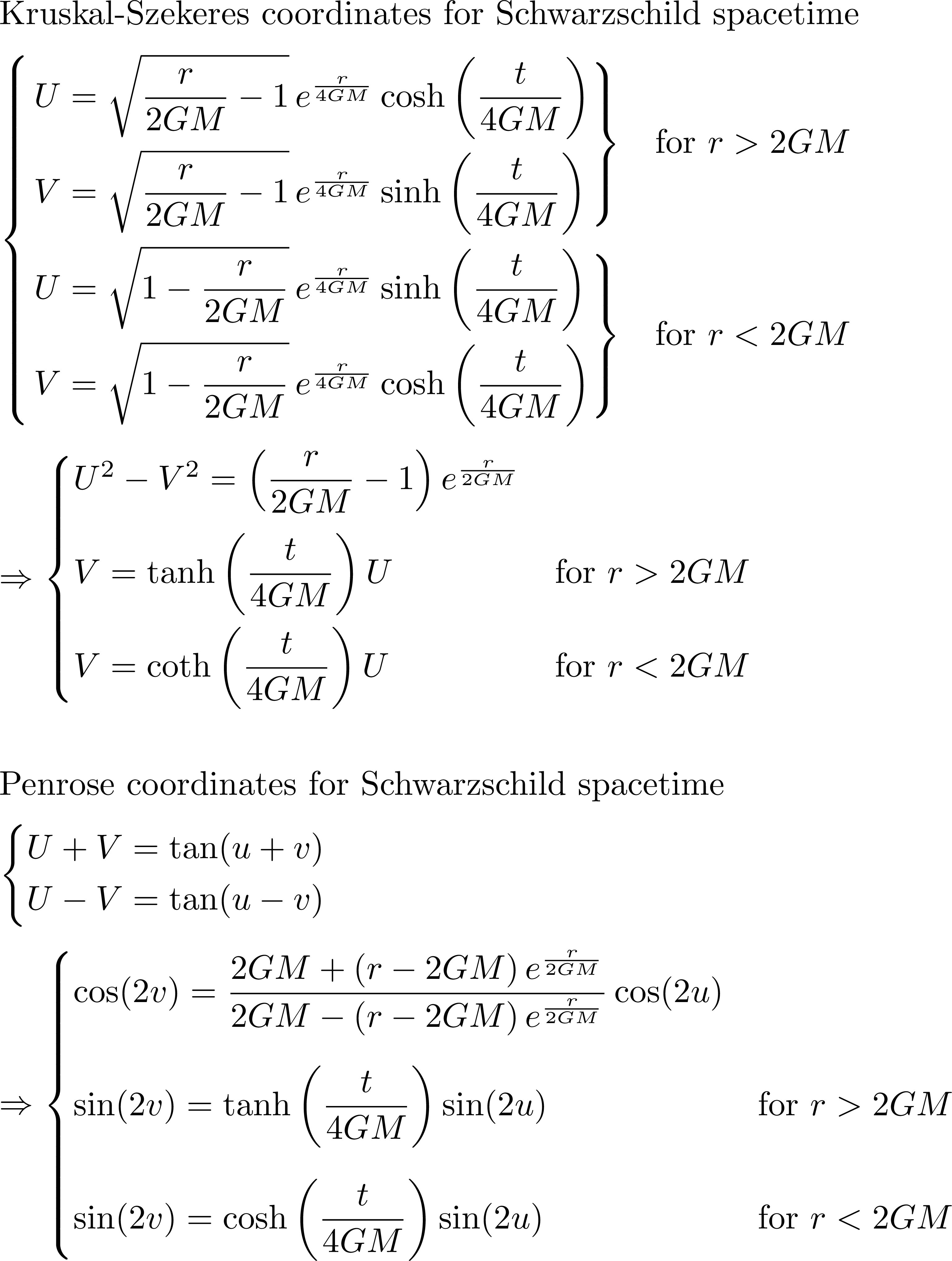 Penrose coordinates of Kruskal-Szekeres coordinates.