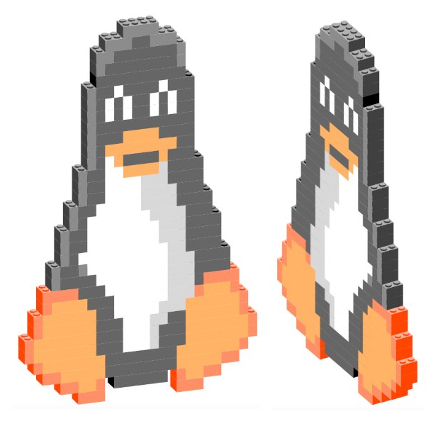 Tux, the penguin, built with bricks