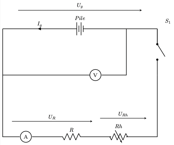 potentiometric circuit with battery